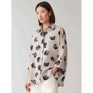 COS cotton lyocell blend oversized collared pattern shirt size XS